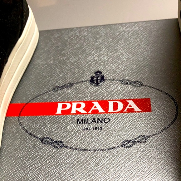 PRADA New! Fabric Nylon Leather Vintage Gabardine Sneakers Size 36 1/2 - Picture 3 of 13